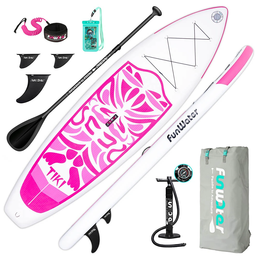 FunWater Cruise SUPFW02B Inflatable Stand Up Paddle Board 335x84x15cm Ultra-Light For All Levels With 10L Dry Bag Travel Backpack - Pink