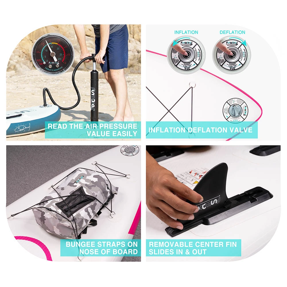 FunWater Cruise SUPFW02B Inflatable Stand Up Paddle Board 335x84x15cm Ultra-Light For All Levels With 10L Dry Bag Travel Backpack - Pink - Image 6