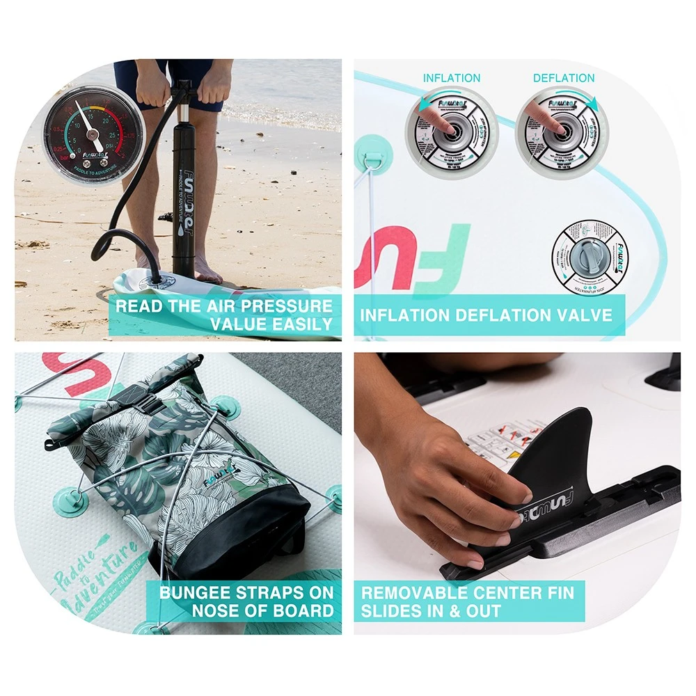 FunWater SUPFW11G MANTA RAY Inflatable Stand Up Paddle Board 11'' Long 31' Wide 6' Thick - Image 3