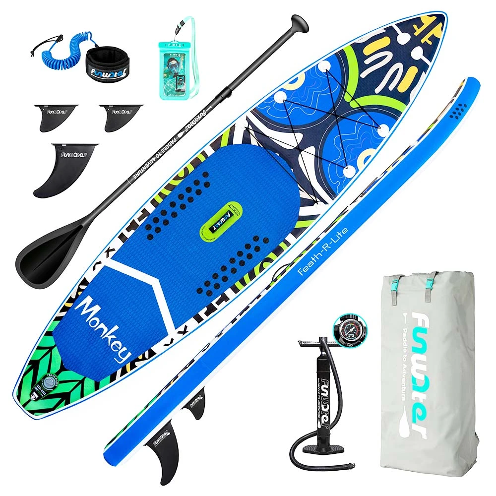 Funwater Racing Roard Monkey 132*33*6 Inch Inflatable Stand Up Paddling Board Maximum Load 150kg With Accessories