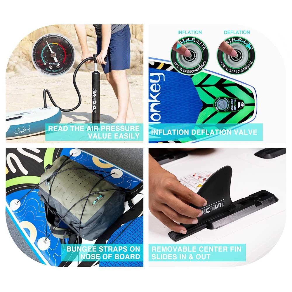 Funwater Racing Roard Monkey 132*33*6 Inch Inflatable Stand Up Paddling Board Maximum Load 150kg With Accessories - Image 5