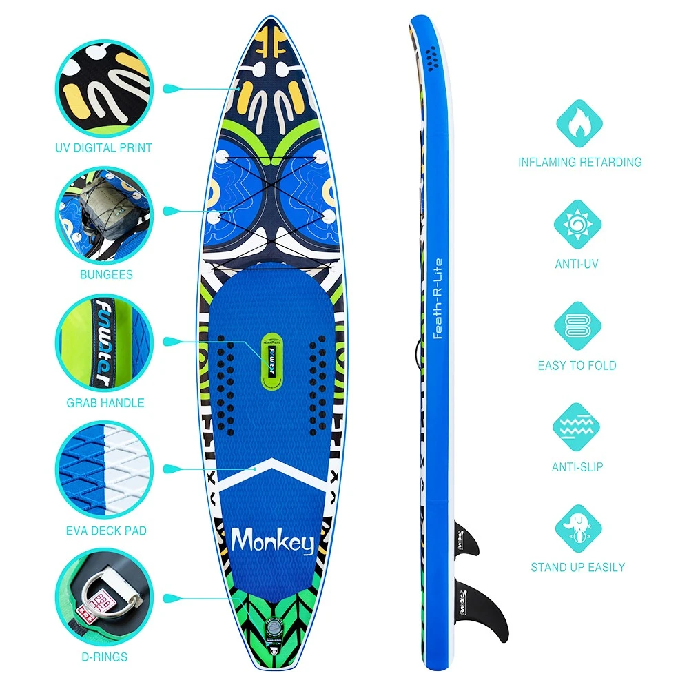 Funwater Racing Roard Monkey 132*33*6 Inch Inflatable Stand Up Paddling Board Maximum Load 150kg With Accessories - Image 6