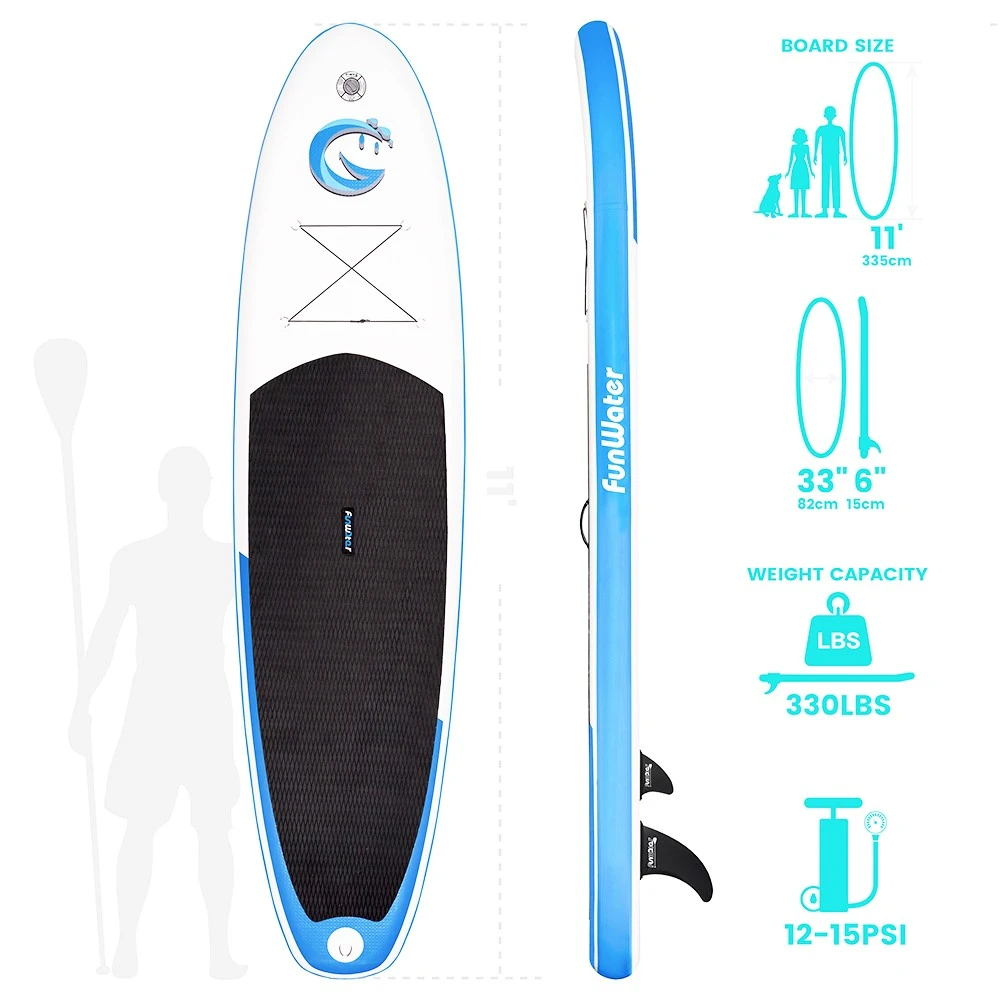 Funwater Smilling Face 335x82x15cm Inflatable Stand Up Paddling Board Adjustable Maximum Load 150kg With Accessor - Image 4
