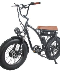 GOGOBEST GF750 Electric Retro Bicycle 20*4.0 Inch Fat Tire 1000W*2 Dual Motors 50Km/h Max Speed 48V 17.5Ah Battery 80KM Range Shimano 7-Speed Gear With USB Phone Charging 200KG Max Load - Black
