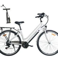 GOGOBEST GM28 Electric Bike 36V 350W Motor 32km/h Max Speed 10.4Ah Battery 60-80km Range Shimano 7 Speed Gear 120kg Load - White