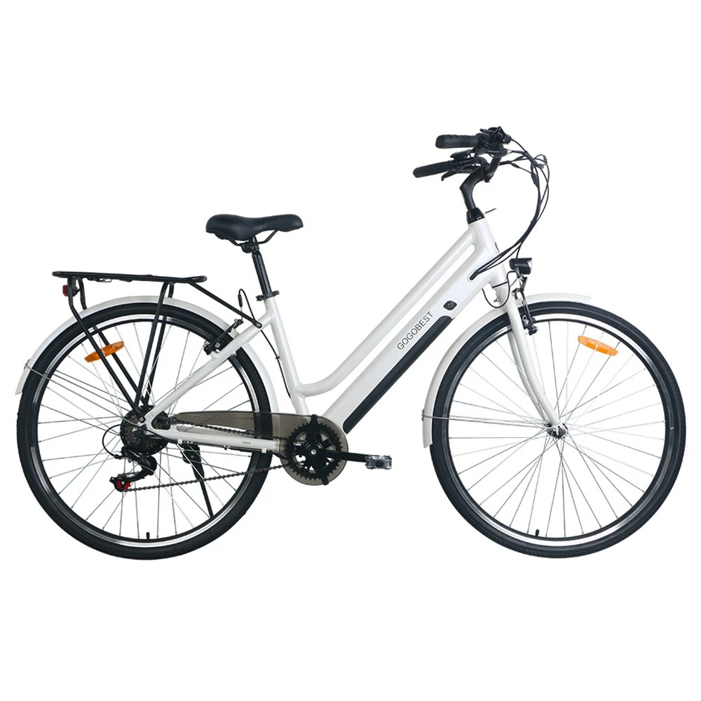 GOGOBEST GM28 Electric Bike 36V 350W Motor 32km/h Max Speed 10.4Ah Battery 60-80km Range Shimano 7 Speed Gear 120kg Load - White - Image 2
