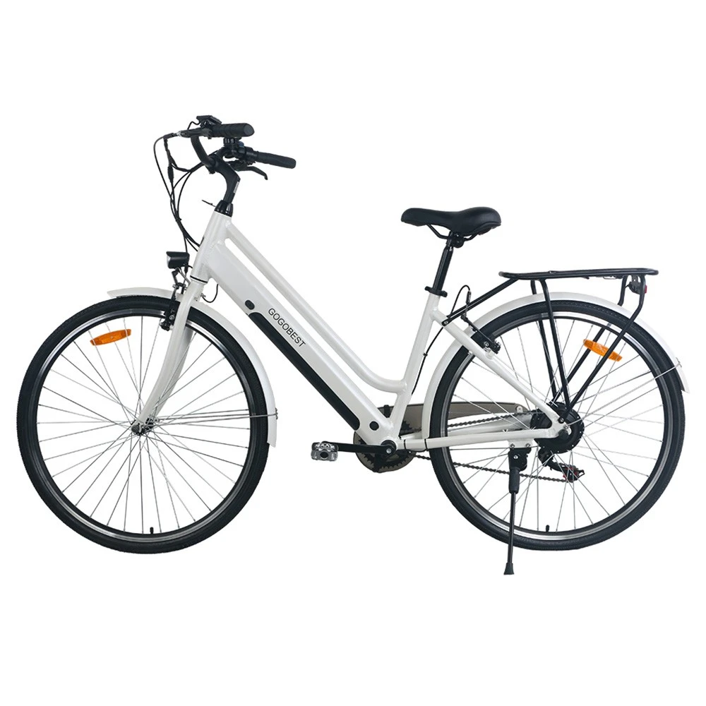 GOGOBEST GM28 Electric Bike 36V 350W Motor 32km/h Max Speed 10.4Ah Battery 60-80km Range Shimano 7 Speed Gear 120kg Load - White - Image 3