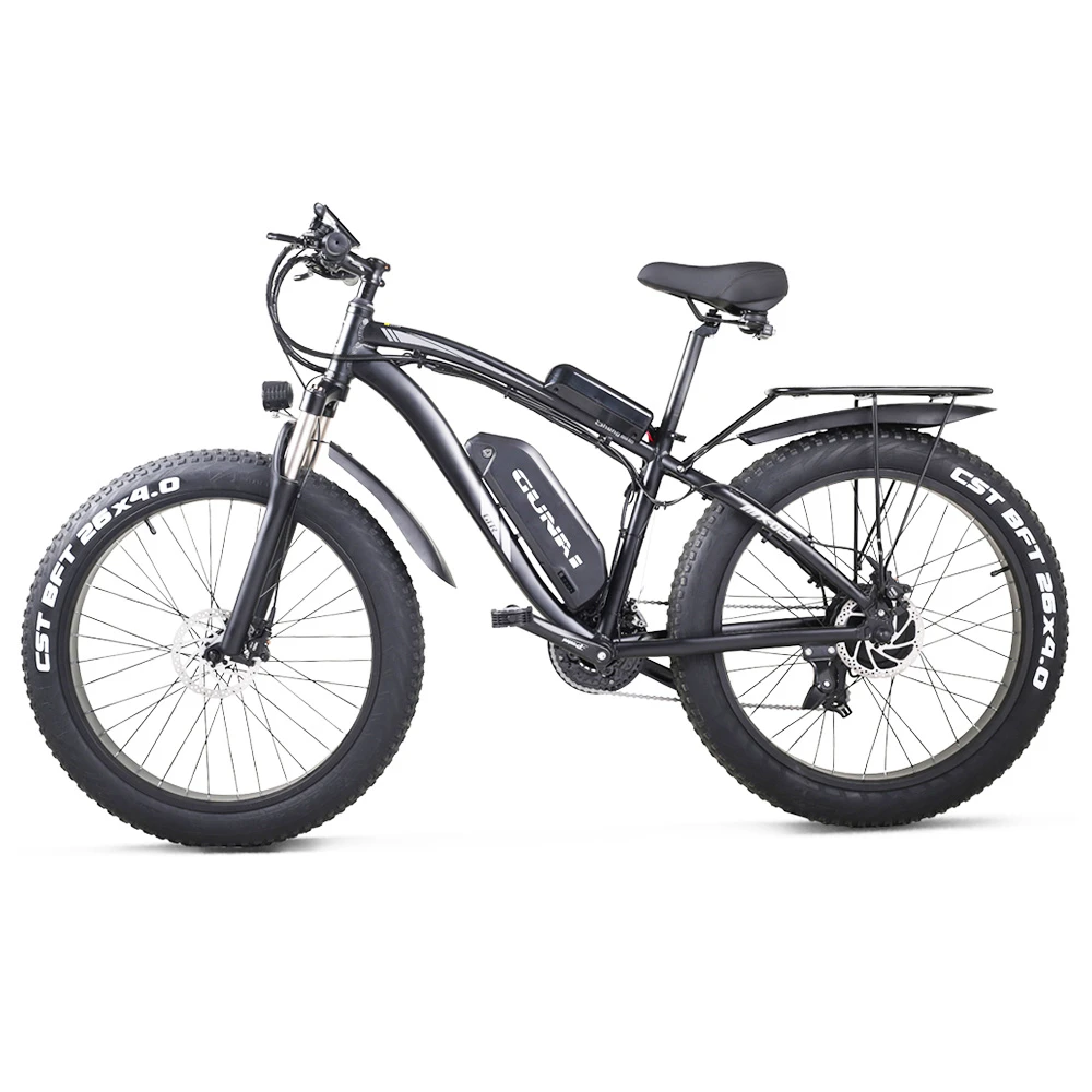 GUNAI MX02S Electric Bicycle 26*4.0 Inch Fat Tires 1000W 48V 17Ah 40Km/h Max Speed 40-50km Mileage Range 150KG Max Load Shimano 7 Speed - Black - Image 2