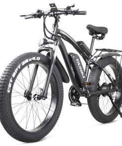 GUNAI MX02S Electric Bicycle 26*4.0 Inch Fat Tires 1000W 48V 17Ah 40Km/h Max Speed 40-50km Mileage Range 150KG Max Load Shimano 7 Speed - Black