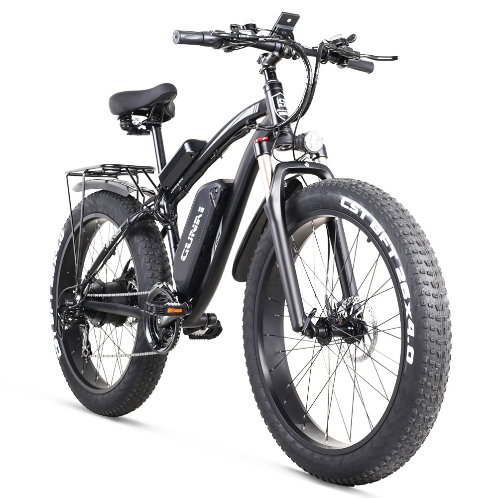 GUNAI MX02S Electric Bicycle 26*4.0 Inch Fat Tires 1000W 48V 17Ah 40Km/h Max Speed 40-50km Mileage Range 150KG Max Load Shimano 7 Speed - Black - Image 4