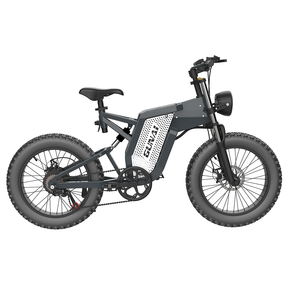 GUNAI MX25 Electric Bicycle 20*4.0 Inch Fat Tires 2000W Brushless Motor 50Km/h Max Speed 48V 25Ah Battery Shimano 7-Speed Double Oil Brakes 75KM Mileage Range 200KG Payload E-Bike - Black - Image 2