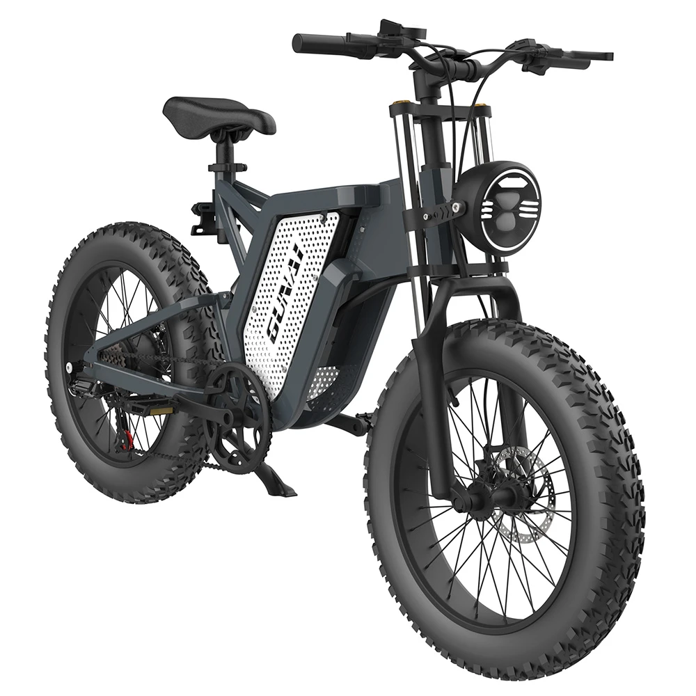 GUNAI MX25 Electric Bicycle 20*4.0 Inch Fat Tires 2000W Brushless Motor 50Km/h Max Speed 48V 25Ah Battery Shimano 7-Speed Double Oil Brakes 75KM Mileage Range 200KG Payload E-Bike - Black - Image 3