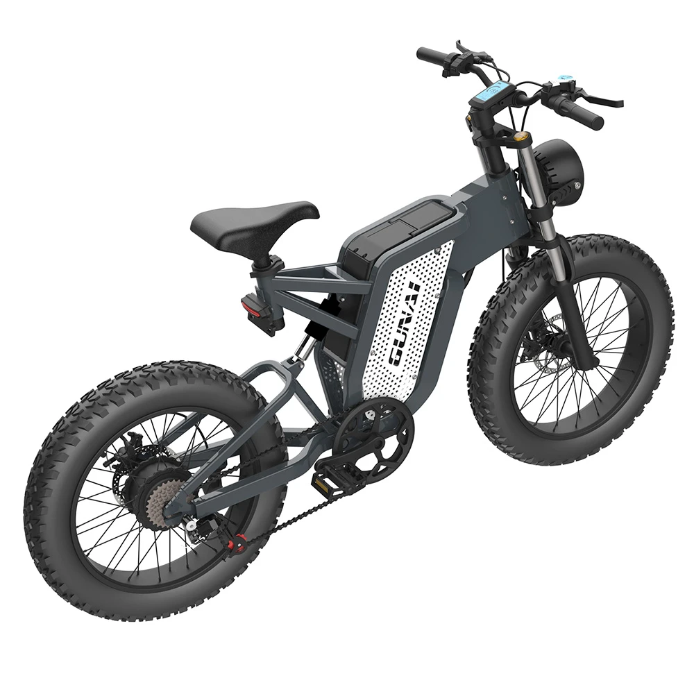 GUNAI MX25 Electric Bicycle 20*4.0 Inch Fat Tires 2000W Brushless Motor 50Km/h Max Speed 48V 25Ah Battery Shimano 7-Speed Double Oil Brakes 75KM Mileage Range 200KG Payload E-Bike - Black - Image 4