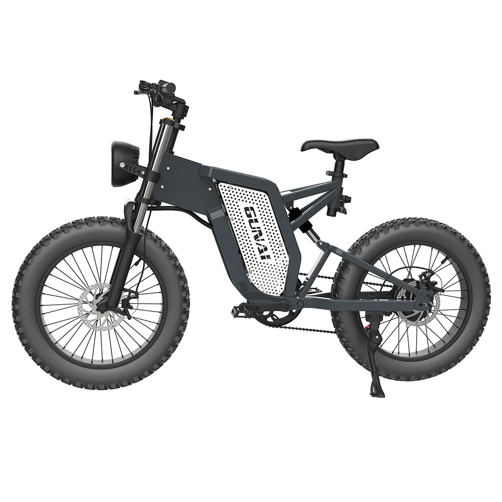 GUNAI MX25 Electric Bicycle 20*4.0 Inch Fat Tires 2000W Brushless Motor 50Km/h Max Speed 48V 25Ah Battery Shimano 7-Speed Double Oil Brakes 75KM Mileage Range 200KG Payload E-Bike - Black - Image 5