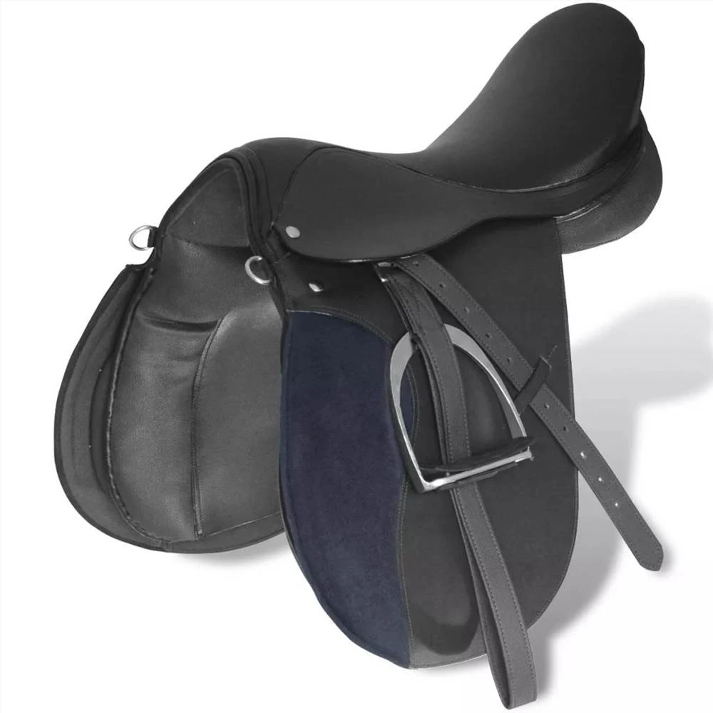 Horse Riding Saddle Set 17.5" Real Leather Black 18 Cm 5-in-1 - Image 4