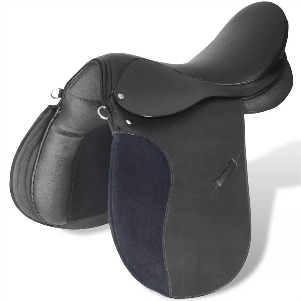 Horse Riding Saddle Set 17.5" Real Leather Black 18 Cm 5-in-1 - Image 5