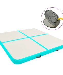 Inflatable Gymnastics Mat With Pump 200x200x20 Cm PVC Green