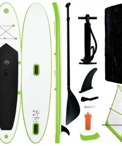 Inflatable Stand Up Paddleboard With Sail Set Green And White