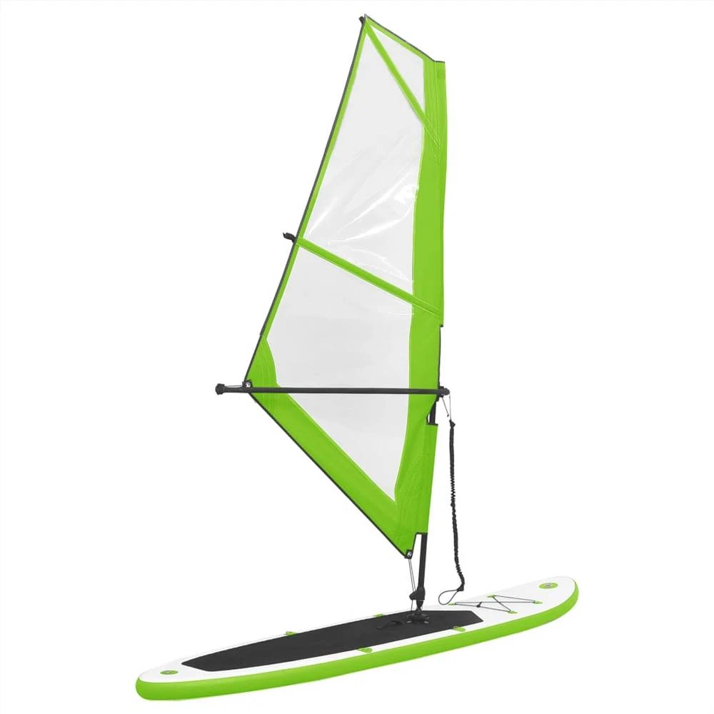 Inflatable Stand Up Paddleboard With Sail Set Green And White - Image 2