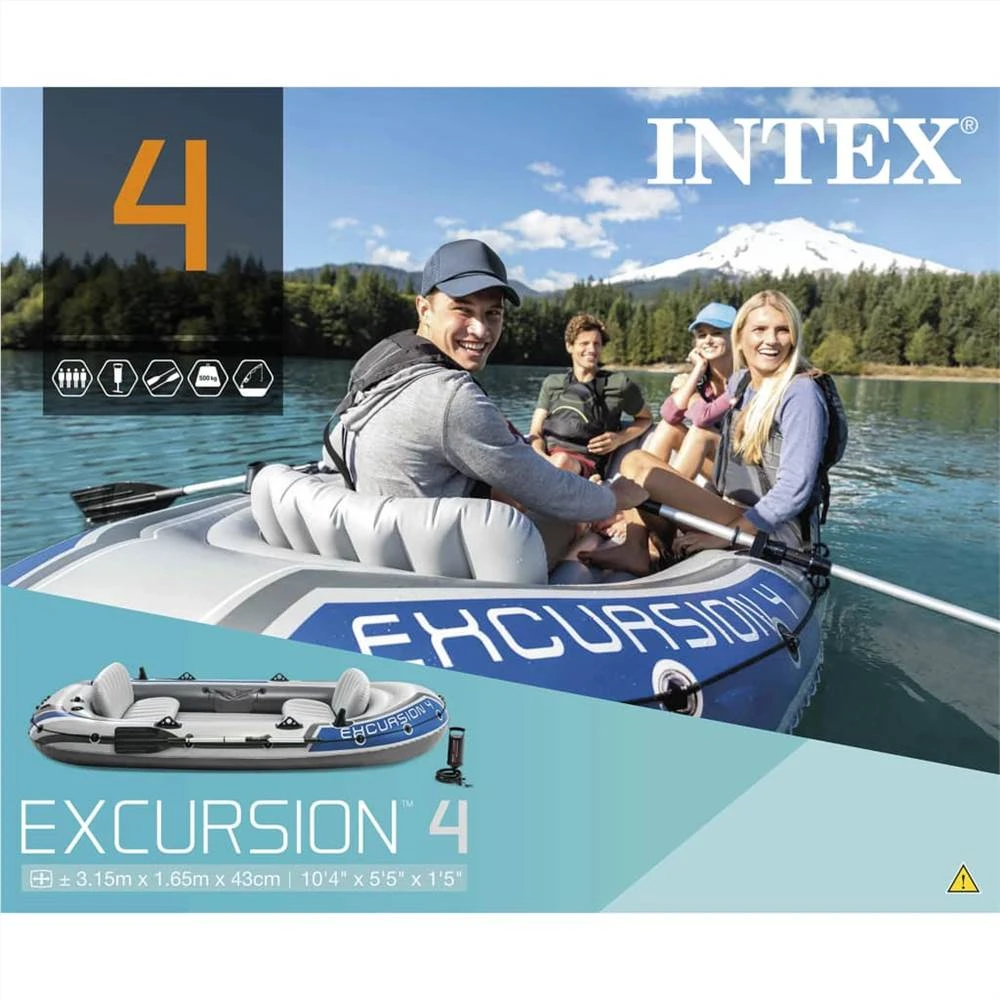 Intex Excursion 4 Set Inflatable Boat With Oars And Pump 68324NP - Image 6