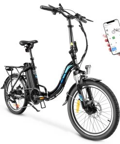 KAISDA K7 Folding Electric Moped Bike 20*1.95 Inch Tire 350W Motor 25-28Km/h Max Speed Mountain Bicycle SHIMANO 21-Speed APP Control - Black