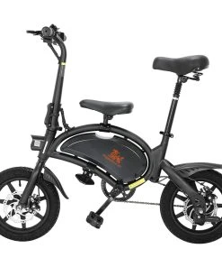 KugooKirin V1 (KIRIN B2) Folding Moped Electric Bike With Pedals 400W Brushless Motor Max Speed 45km/h 7.5AH Lithium Battery Disc Brake 14 Inch Pneumatic Tires Smart App Control Child Saddle - Black