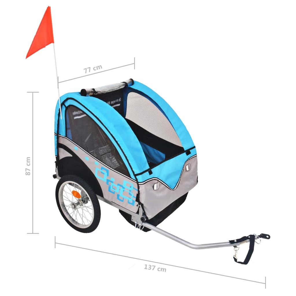 Kids' Bicycle Trailer Grey And Blue 30 Kg - Image 6