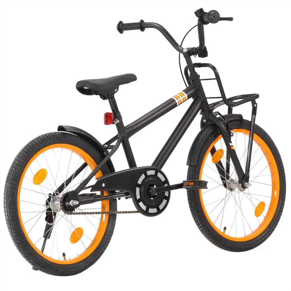 Kids Bike With Front Carrier 20 Inch Black And Orange