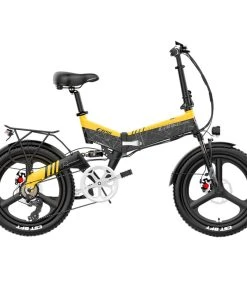 LANKELEISI G650 Electric Folding Bike 400W Motor 14.5Ah Battery 20 Inch Tire For Commuting - Yellow