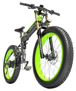 LANKELEISI T750 Plus Big Fork Electric Bike 26*4.0 Inch Fat Tire 1000W Motor 40Km/h Max Speed 48V 17.5Ah Battery 100KM Range Shimano 27-Speed 180KG Max Load - Green