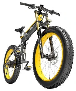 LANKELEISI T750 Plus Big Fork Electric Bike 26*4.0 Inch Fat Tire 1000W Motor 40Km/h Max Speed 48V 17.5Ah Battery 100KM Range Shimano 27-Speed 180KG Max Load - Yellow