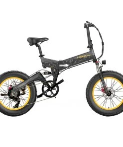 LANKELEISI X3000 Plus Folding Electric Mountain Bike 20*4.0 Inch Fat Tires 1000W Motor 40Km/h Max Speed 48V 17.5Ah Battery 100KM Range 180KG Max Load Shimano 7 Speed Double Shock Absorption - Grey