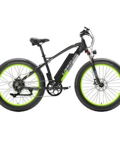 LANKELEISI XC4000 Electric Bike 26*4.0 Inch Fat Tires 1000W Motor 40Km/h Max Speed 48V 17.5Ah Battery Shimano 7 Speed 120Km Range 180Kg Max Load - Green