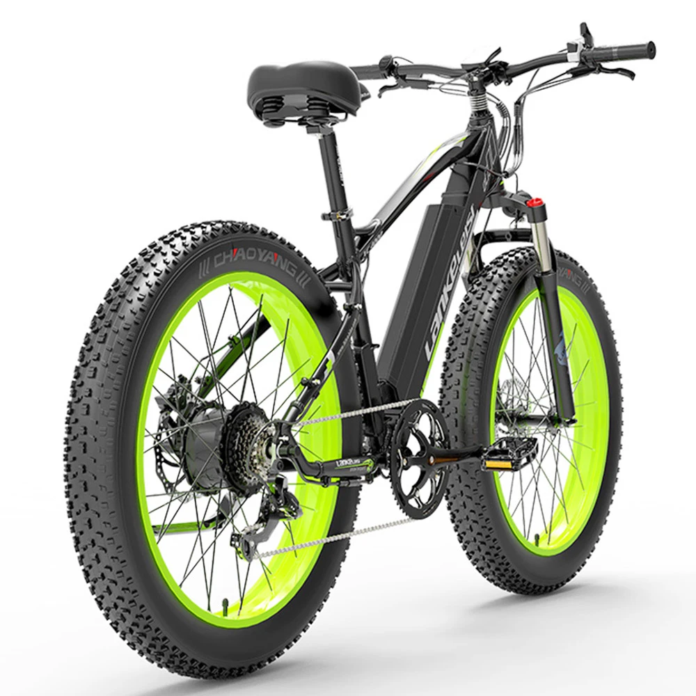 LANKELEISI XC4000 Electric Bike 26*4.0 Inch Fat Tires 1000W Motor 40Km/h Max Speed 48V 17.5Ah Battery Shimano 7 Speed 120Km Range 180Kg Max Load - Green - Image 2