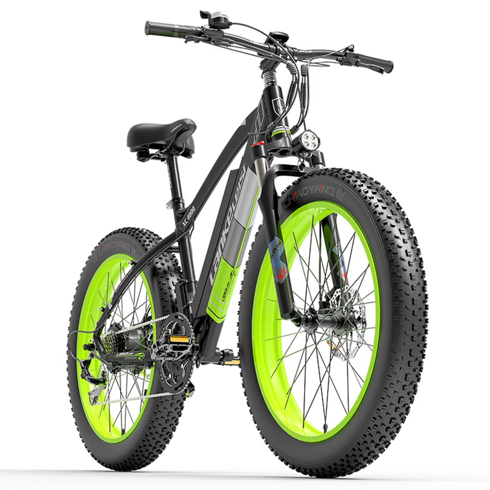 LANKELEISI XC4000 Electric Bike 26*4.0 Inch Fat Tires 1000W Motor 40Km/h Max Speed 48V 17.5Ah Battery Shimano 7 Speed 120Km Range 180Kg Max Load - Green - Image 4