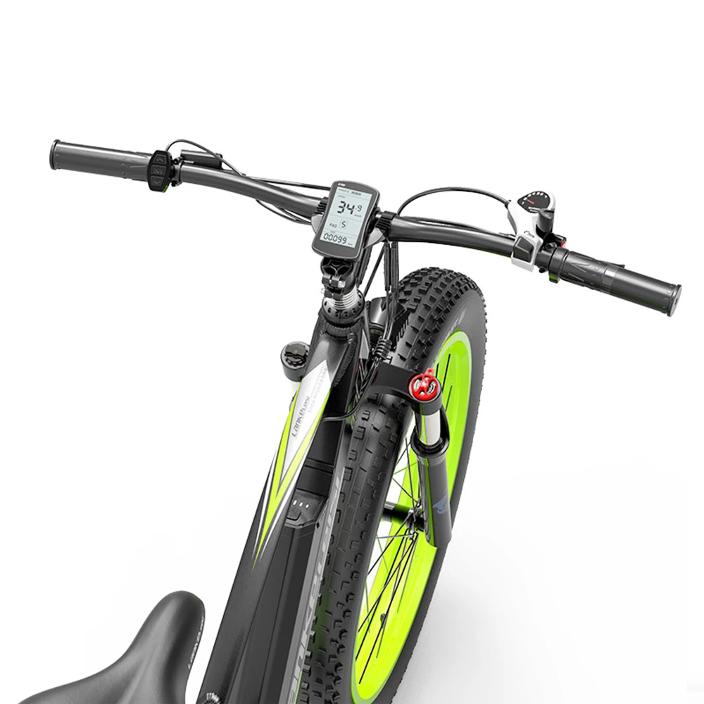 LANKELEISI XC4000 Electric Bike 26*4.0 Inch Fat Tires 1000W Motor 40Km/h Max Speed 48V 17.5Ah Battery Shimano 7 Speed 120Km Range 180Kg Max Load - Green - Image 5