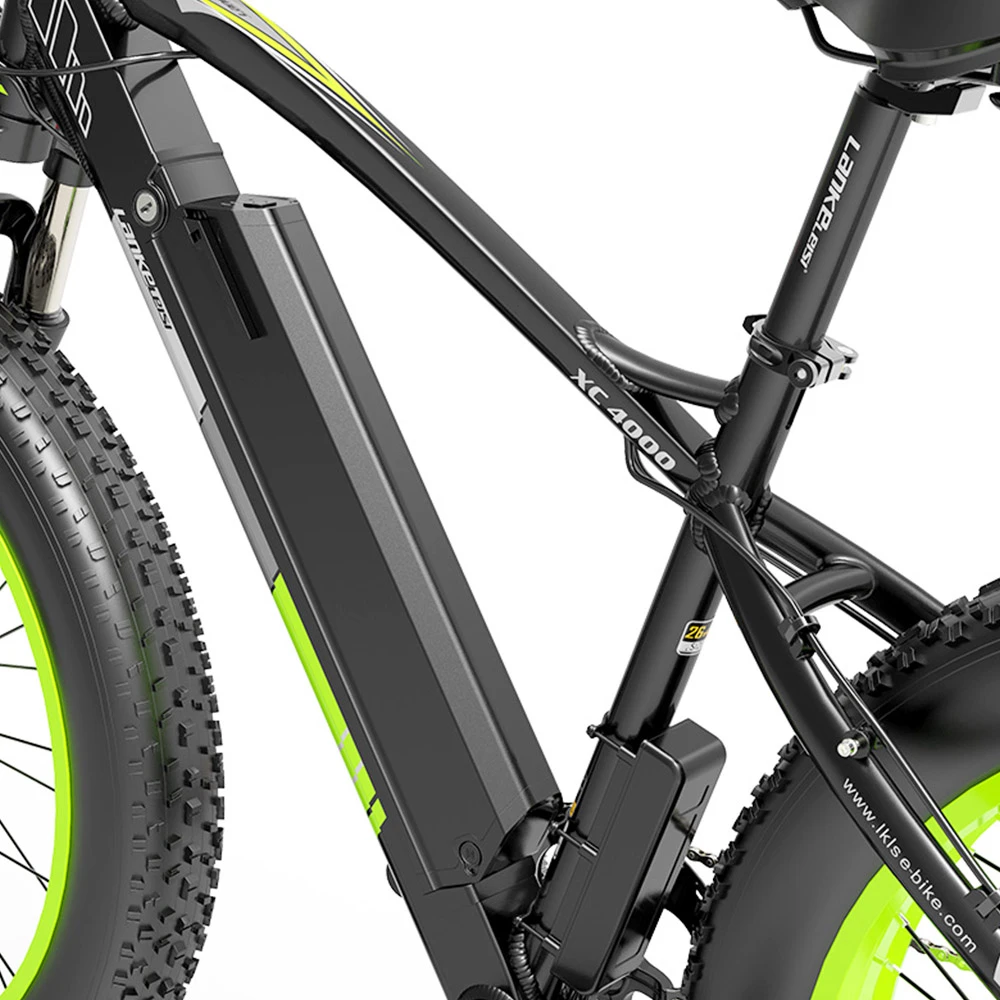 LANKELEISI XC4000 Electric Bike 26*4.0 Inch Fat Tires 1000W Motor 40Km/h Max Speed 48V 17.5Ah Battery Shimano 7 Speed 120Km Range 180Kg Max Load - Green - Image 6