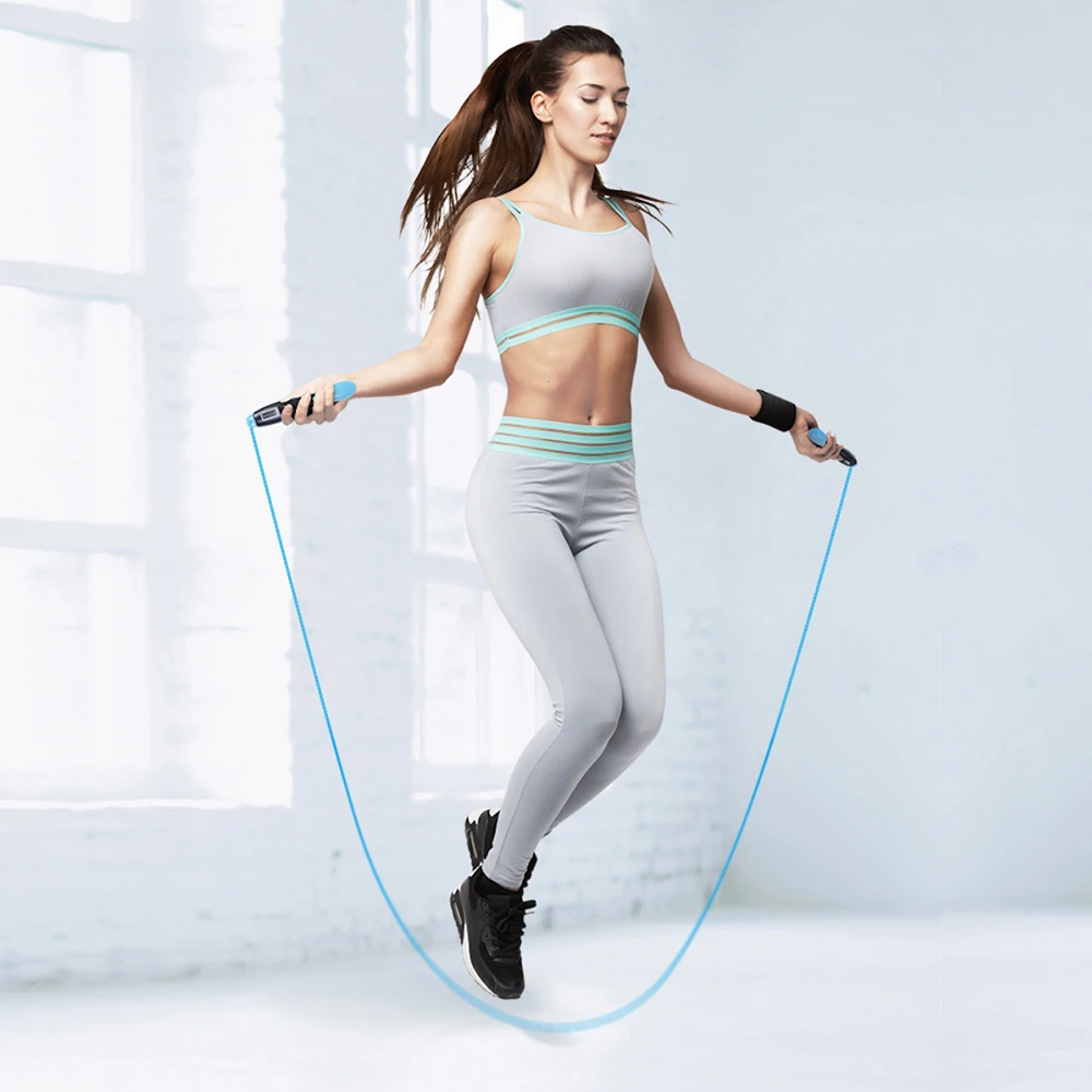 LI-NING Counting Electronic Skipping Rope 2.8m Length Adjustable HD Display Durable Wire Rope Double Button ABS Anti-slip Handle Four Modes - Pink - Image 2