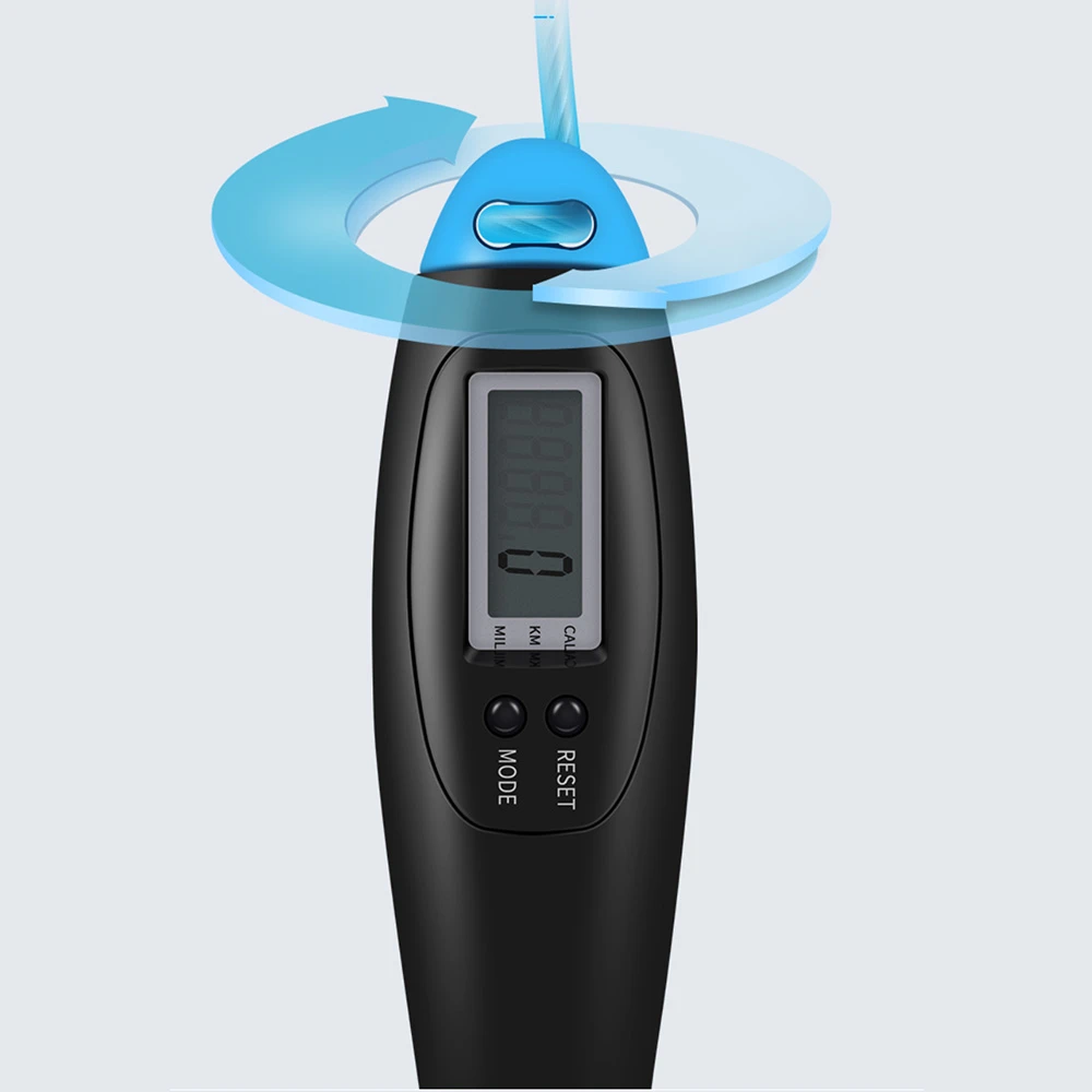 LI-NING Counting Electronic Skipping Rope 2.8m Length Adjustable HD Display Durable Wire Rope Double Button ABS Anti-slip Handle Four Modes - Blue - Image 4