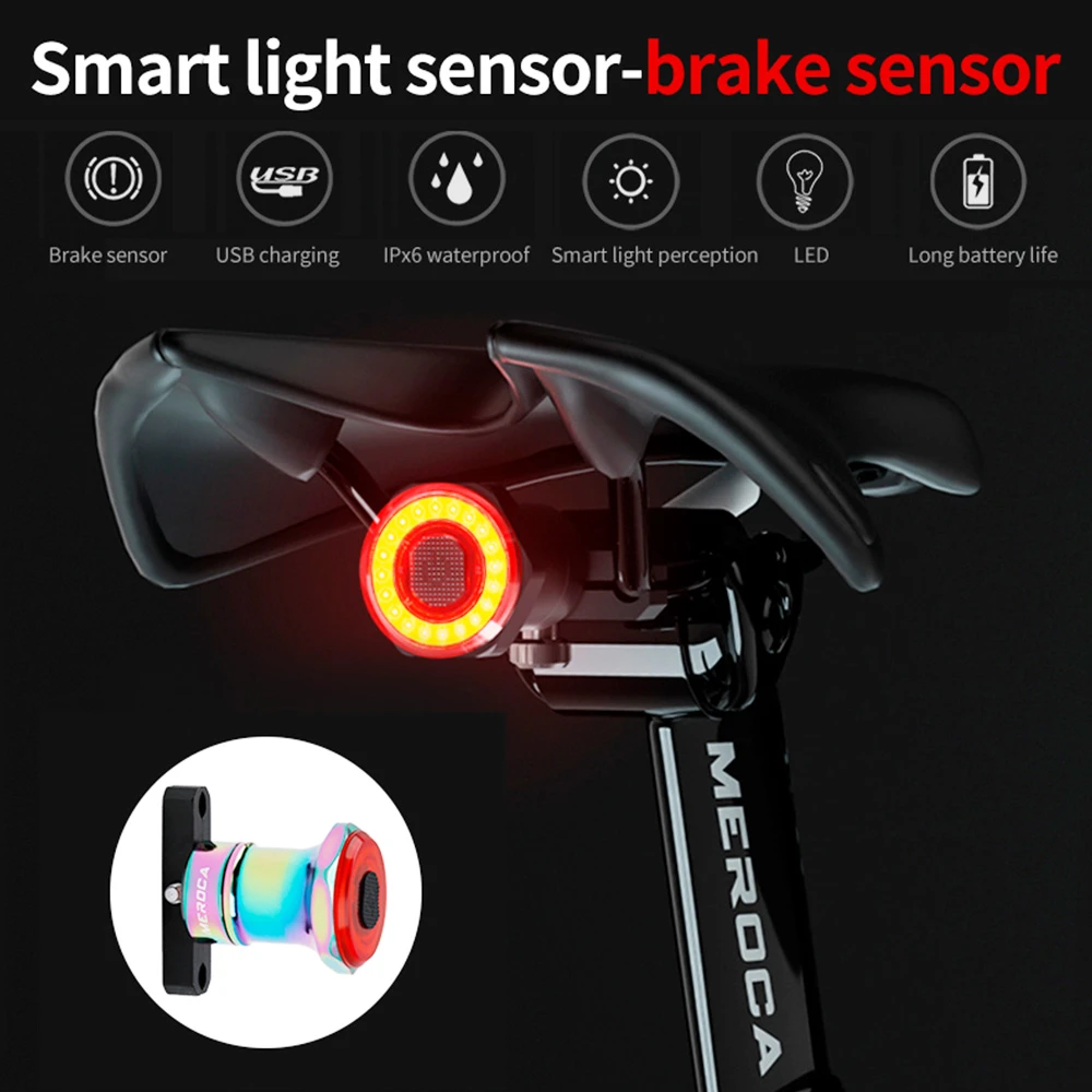 MEROCA WR25 Smart Bike Saddle Tail Light Brake Sensing Bicycle Rear Flashlight With 500mAh Battery 4 Light Modes - Image 2
