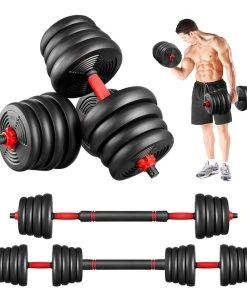 MOVTOTOP 2-in-1 Adjustable Dumbbell Set, 30kg Total Weight, 16Pcs 1.25/1.5/2.0/2.5kg Dumbbell Plates Training Tools