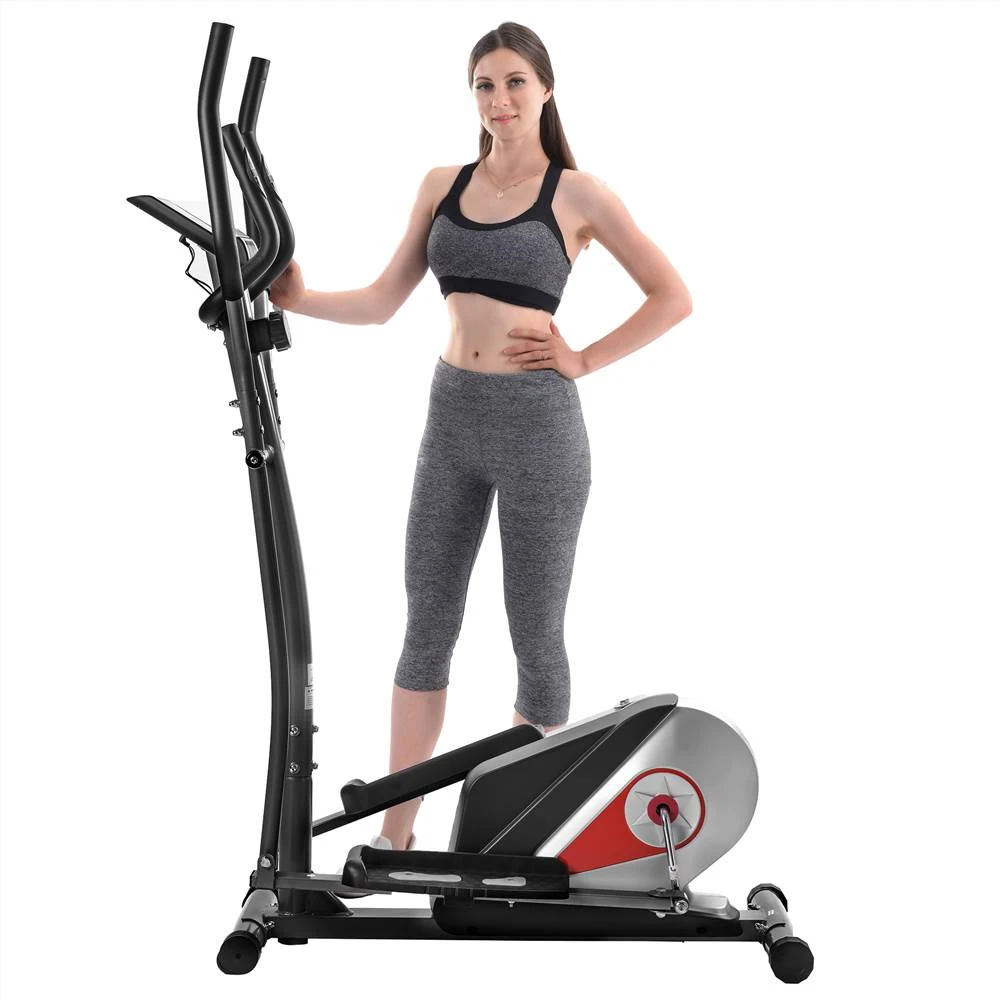 Home Use Elliptical Machine Trainer Magnetic Smooth Quiet Driven 8 Levels Of Magnetic Resistance With LCD Monitor - Black - Image 2