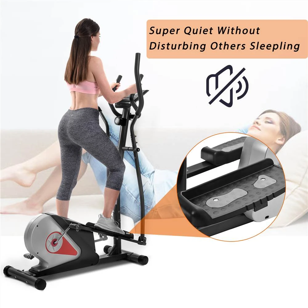 Home Use Elliptical Machine Trainer Magnetic Smooth Quiet Driven 8 Levels Of Magnetic Resistance With LCD Monitor - Black - Image 3