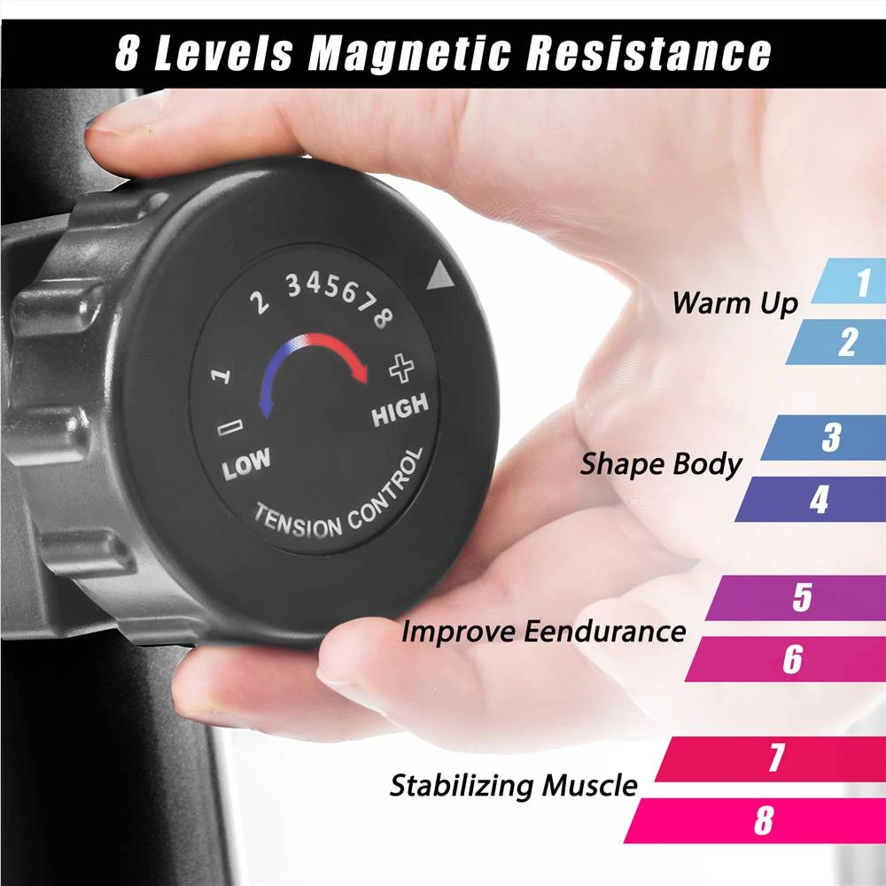Home Use Elliptical Machine Trainer Magnetic Smooth Quiet Driven 8 Levels Of Magnetic Resistance With LCD Monitor - Black - Image 5