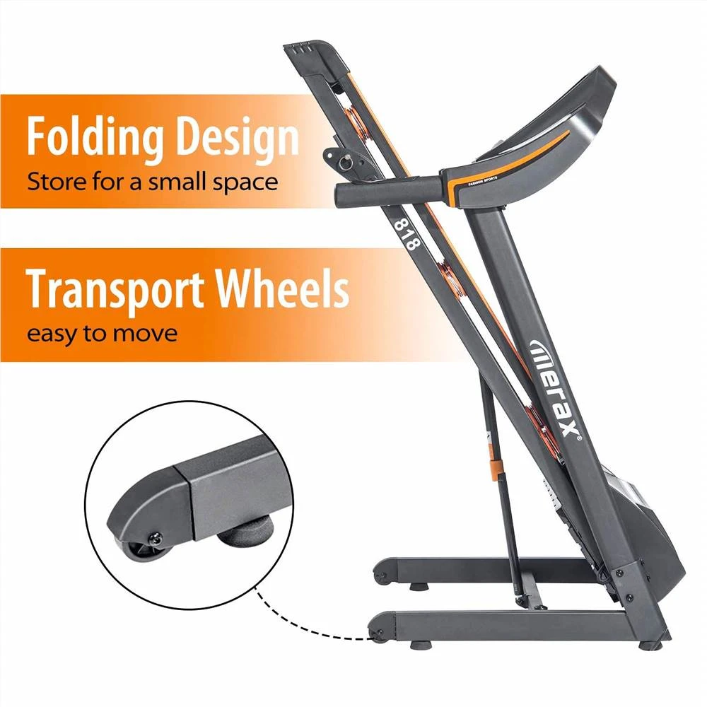 Merax Newest 2.25HP Electric Folding Treadmill Motorized Running Machine With Cushion Adjustable Incline Level Large Display - Black - Image 3