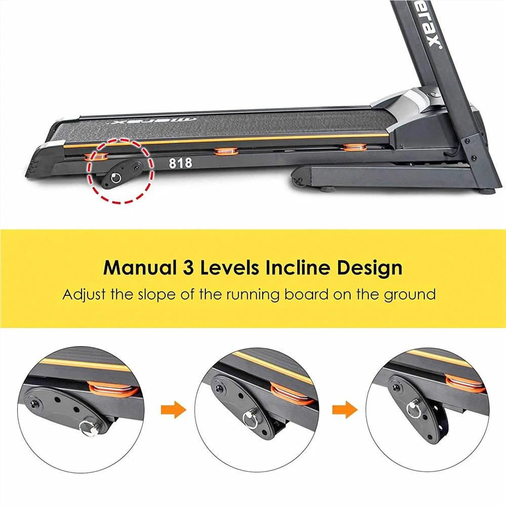 Merax Newest 2.25HP Electric Folding Treadmill Motorized Running Machine With Cushion Adjustable Incline Level Large Display - Black - Image 4