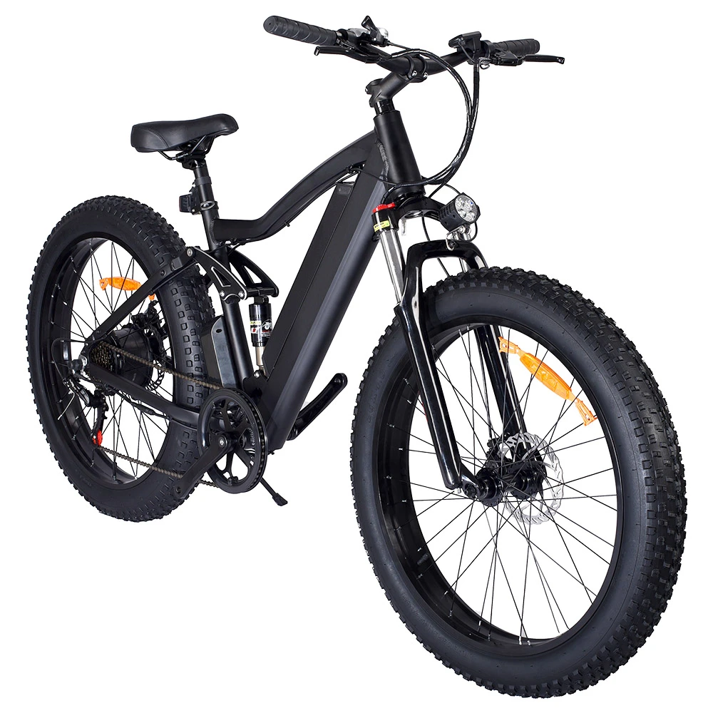 ONES1 Electric Bike 26*4.0 Inch Fat Tires 48V 500W Motor 10Ah Battery 25Km/h Max Speed Shimano 7 Speed - Black