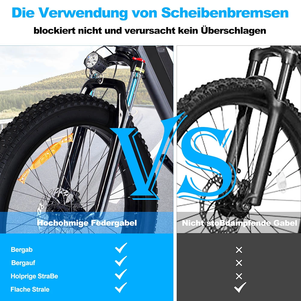 ONES1 Electric Bike 26*4.0 Inch Fat Tires 48V 500W Motor 10Ah Battery 25Km/h Max Speed Shimano 7 Speed - Black - Image 4