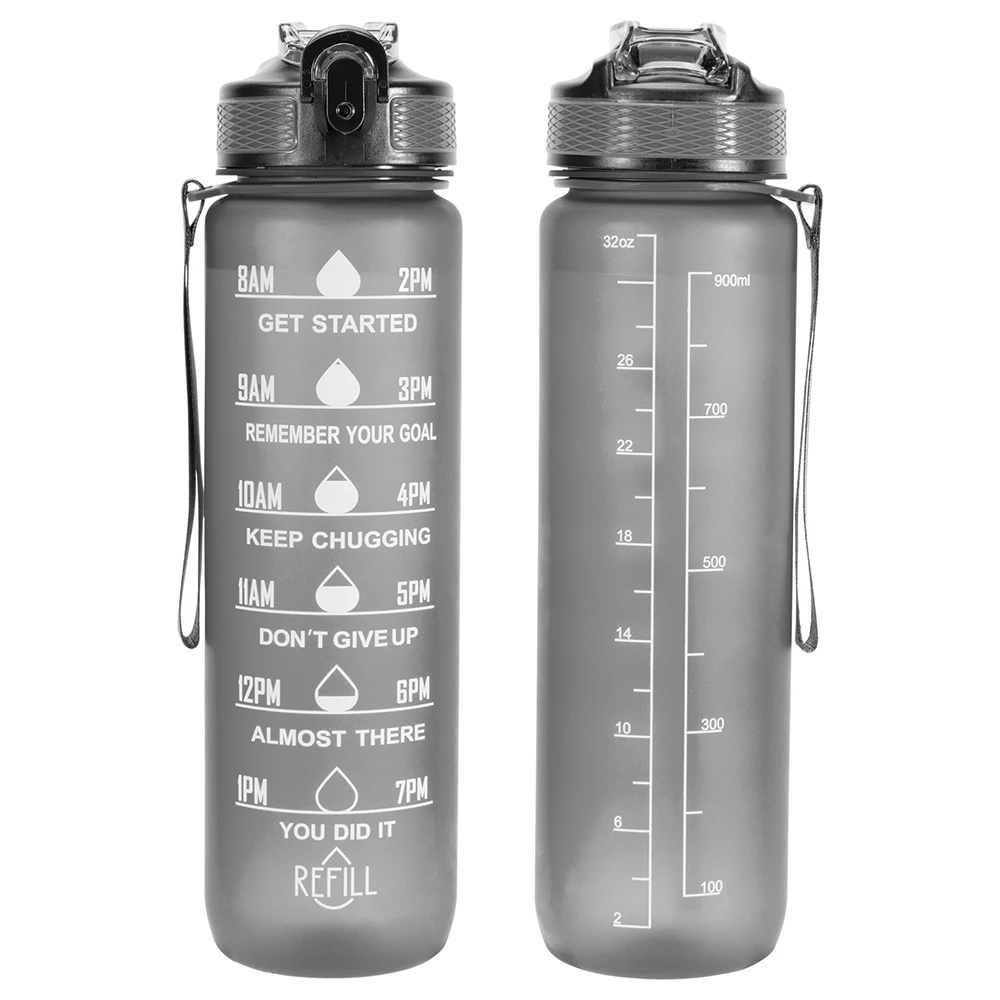 OOLACTIVE GF-1202 34oz Water Bottle With Straw Motivational Water Bottle With Time Marker - Black - Image 2