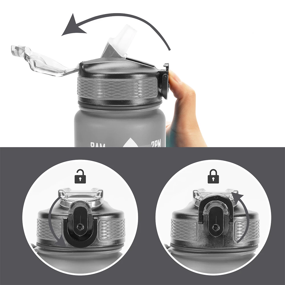 OOLACTIVE GF-1202 34oz Water Bottle With Straw Motivational Water Bottle With Time Marker - Black - Image 3